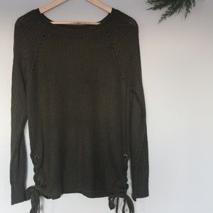 Boutique Side-cinch Tie Sweater